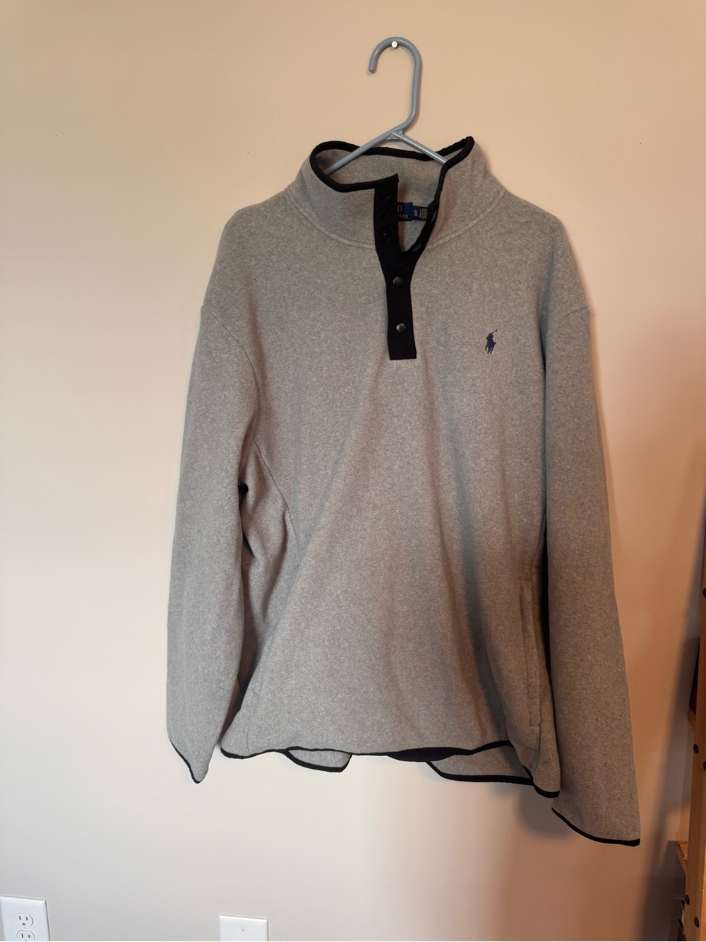 Polo by Ralph Lauren Men’s Fleece Gray Quarter-Snap Sweater